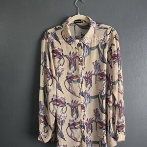 PrettyLittleThing Floral Print Sheer Oversized Blouse 14